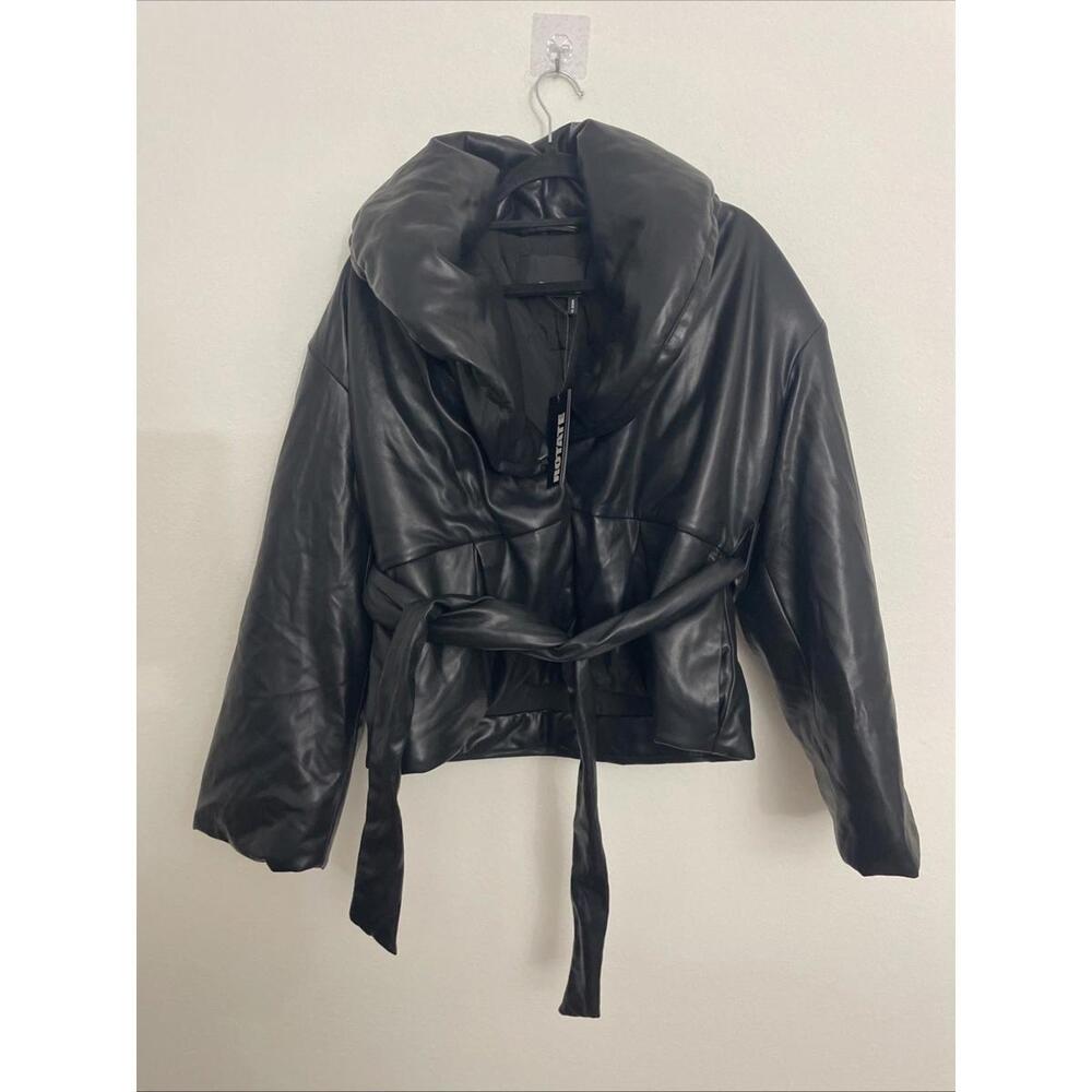 Revolve Rotate Belted Puffer Jacket black size 32 NWT $520msrp - Picture 7 of 12